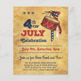 BUDGET 4 JULI Vintage Drum Feest Uitnodiging Flyer
