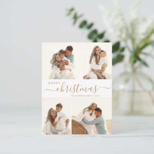 Budget 4 Kerstfeestdag voor het script voor fotoco Feestdagenkaart (Staand voorkant)