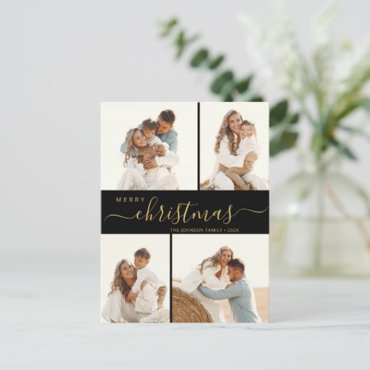 Budget 4 Kerstfeestdag voor het script voor fotoco Feestdagenkaart (Staand voorkant)