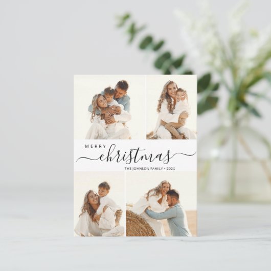 Budget 4 Kerstmis met fotocollage Feestdagenkaart (Staand voorkant)
