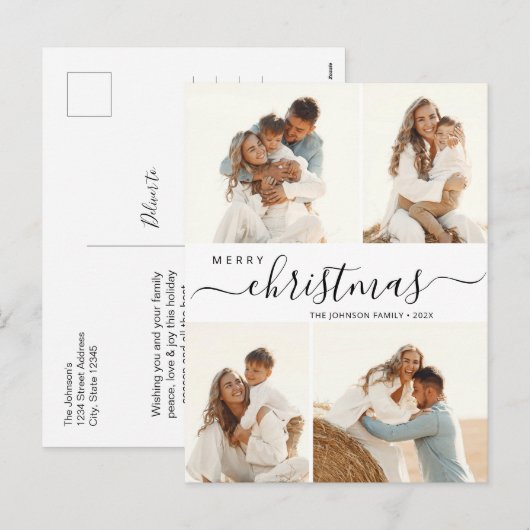 Budget 4 Kerstmis met fotocollage Feestdagenkaart (Voorkant / Achterkant)