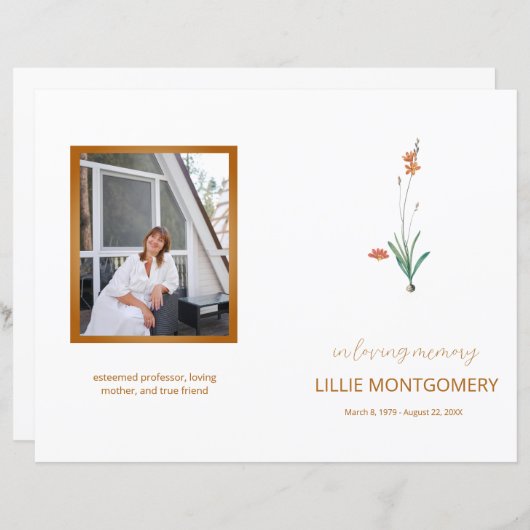 Budget 4-pagina Bloemen Bloemen Begrafenisprogramm (Voorkant / Achterkant)