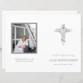 Budget 4-pagina's Flower Cross begrafenisprogramma (Voorkant / Achterkant)