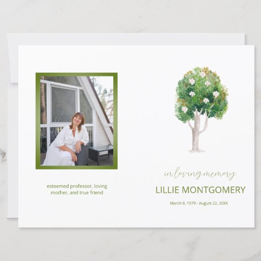 Budget 4-pagina's Magnolia Tree Funeral Program (Voorkant)