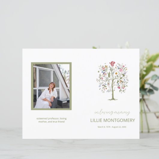 Budget 4-pagina's Tree Floral Funeral Program (Staand voorkant)