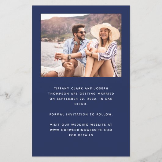 Budget 4 Photo Collage Arch Navy Save the Date (Achterkant)