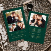 Budget 4-Photo Collage Green Save the Date