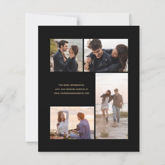 Budget 4 Photo Gold Glitter Zwart Save the Date (Achterkant)