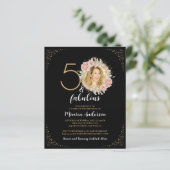 Budget 50 en Fabulous 50th Birthday Zwart Foto (Staand voorkant)