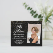 Budget 50 en Fabulous Gouden Glitter Uitnodiging (Staand voorkant)
