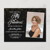 Budget 50 en Fabulous Gouden Glitter Uitnodiging (Voorkant)