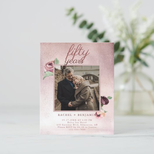 Budget 50 jaar Jubileum Roos Gold voor weddenschap (Staand voorkant)