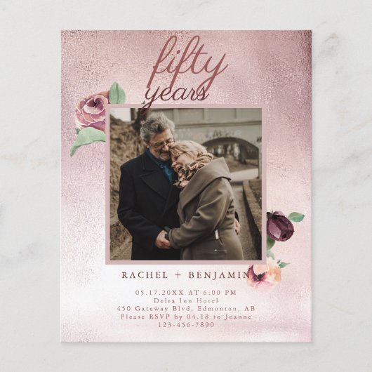 Budget 50 jaar Jubileum Roos Gold voor weddenschap (Voorkant)