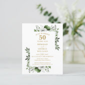 Budget 50e huwelijksjubileum bloemen uitnodiging (Staand voorkant)
