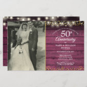 Budget 50e Jubileum Foto Hout Uitnodiging (Voorkant / Achterkant)