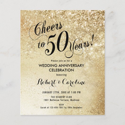 Budget 50e Jubileum Gold Invitation Flyer (Voorkant)