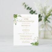 Budget 50e Jubileum Green Monogram Uitnodigen (Staand voorkant)