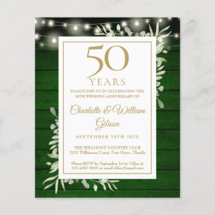 Budget 50e Jubileum Green Wood Invitation