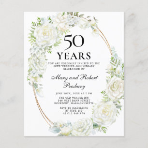 Budget 50e Jubileum Partij White Floral Invite