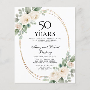 Budget 50e Jubileum Partij White Floral Invite