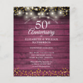 Budget 50e Jubileum Rustic Gold Hearts Invite (Voorkant)