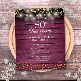 Budget 50e Jubileum Rustic Gold Hearts Invite