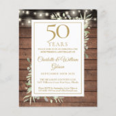 Budget 50e jubileum rustieke groene uitnodiging (Voorkant)