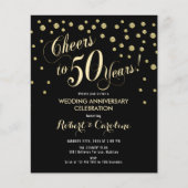 Budget 50e Jubileum Uitnodiging - Zwart & Gol Flyer (Voorkant)