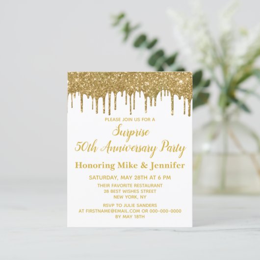 Budget 50e Surprise Party Jubileum Invitations (Staand voorkant)