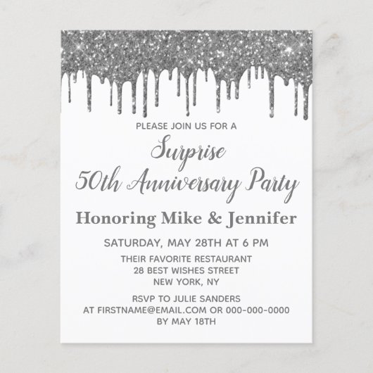 Budget 50e Surprise Party Jubileum Invitations (Voorkant)
