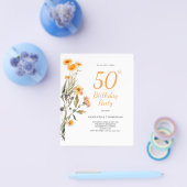Budget 50e Verjaardag Bloemen Wildflower Uitnodigi Flyer (Enkel)