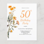 Budget 50e Verjaardag Bloemen Wildflower Uitnodigi Flyer (Voorkant)