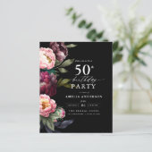 Budget 50e verjaardag Bourgondië Bloemenuitnodigin (Staand voorkant)