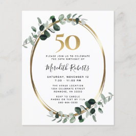 Budget 50e verjaardag Eucalyptus Gold Party Uitnod