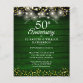 Budget 50e verjaardag Houten Gouden Harten Uitnodi (Voorkant)