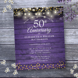 Budget 50e verjaardag Rustic Goud Hartjes Uitnodig