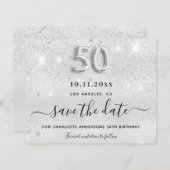 Budget 50e verjaardag zilveren glitters save the d (Voorkant / Achterkant)