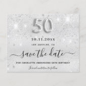 Budget 50e verjaardag zilveren glitters save the d (Voorkant)