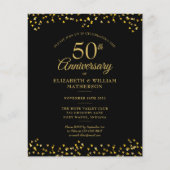 Budget 50ste verjaardag Goud 2 Foto Uitnodiging (Voorkant)