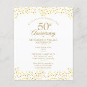 Budget 50th Anniversary Golden Hearts Uitnodiging (Voorkant)