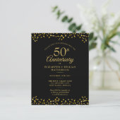 Budget 50th Anniversary Goud 2 Foto Uitnodiging (Staand voorkant)