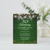 Budget 50th Anniversary Houten Gouden Hart Uitnodi (Staand voorkant)