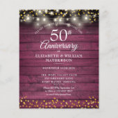 Budget 50th Anniversary Rustic Gouden Hart Uitnodi (Voorkant)