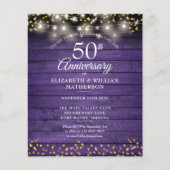 Budget 50th Anniversary Rustic Gouden Hart Uitnodi (Voorkant)