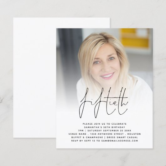 Budget 50th Birthday de Uitnodiging van de Partij  (Voorkant / Achterkant)