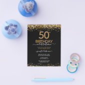 Budget 50th Birthday Glitter Invitation Flyer (Enkel)