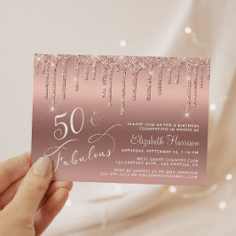Budget 50th Birthday Glitter Roos Gold Invitation