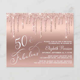 Budget 50th Birthday Glitter Roos Gold Invitation Flyer