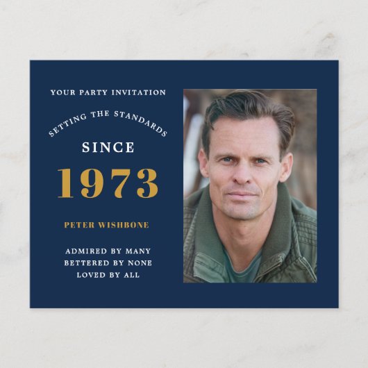 Budget 50th Birthday Invitation 1973 Naam Foto Flyer (Voorkant)