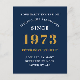 Budget 50th Birthday Invitation Black Gold 1973 Flyer